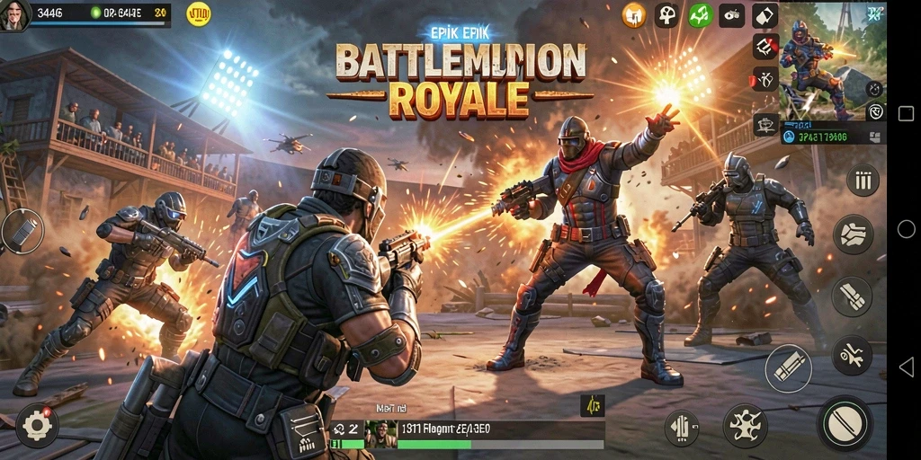 Tampilan gameplay seru di arena Battle Royale 3446.