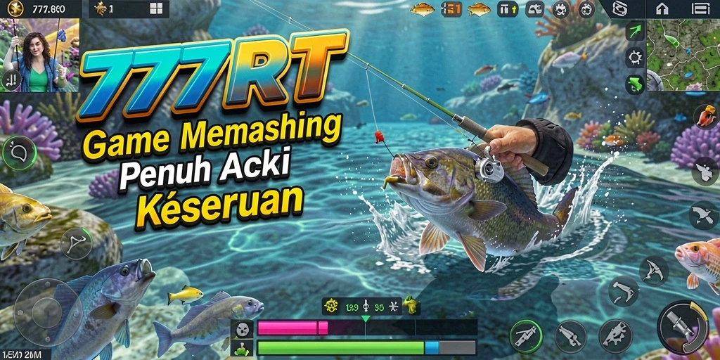 Screenshot gameplay 777RT menunjukkan aksi memancing yang seru.