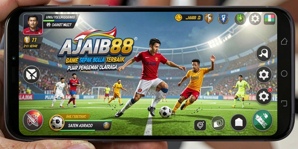 Screenshot gameplay AJAIB88 menampilkan aksi sepak bola yang mendebarkan.