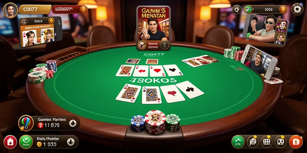 Tampilan gameplay Poker yang menegangkan di C0077.