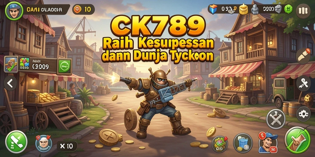 Screenshot CK789 menunjukkan pemain mengelola bisnis dengan strategi Tycoon.