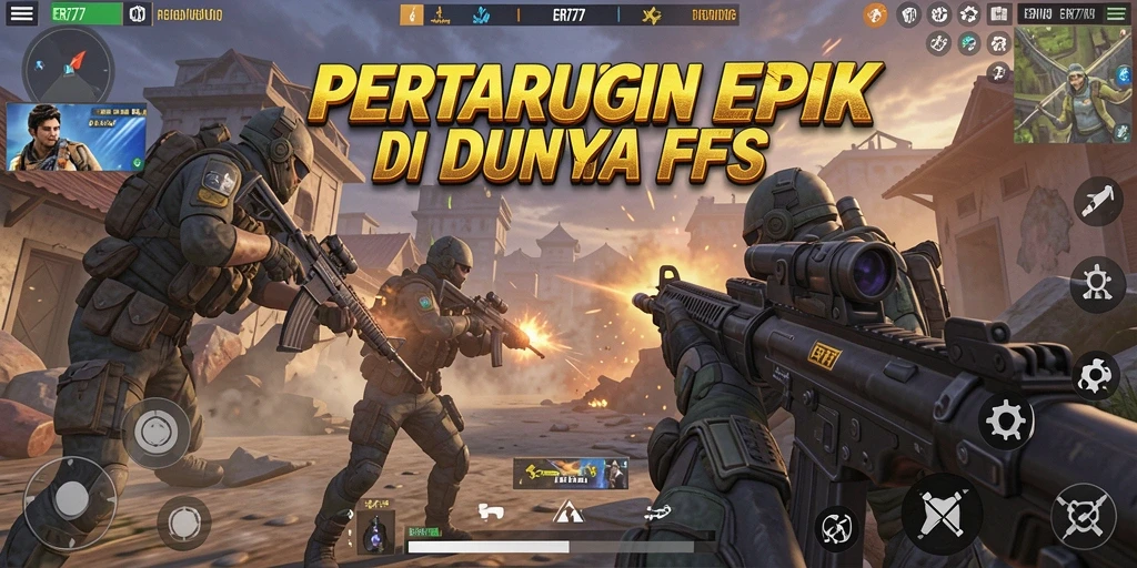 Screenshot gameplay menunjukkan aksi intens dalam pertarungan FPS.