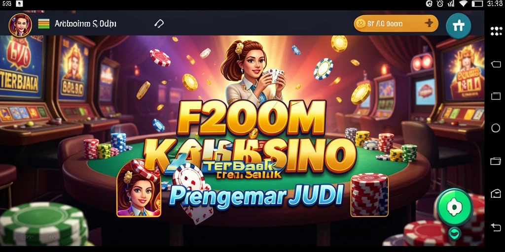 Screenshot utama F200M menampilkan gameplay Kasino yang penuh kegembiraan.