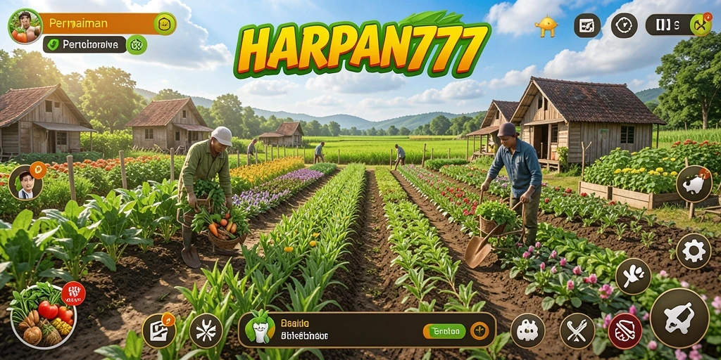 Tampilan gameplay menarik dari HARAPAN777 dengan aktivitas berkebun.
