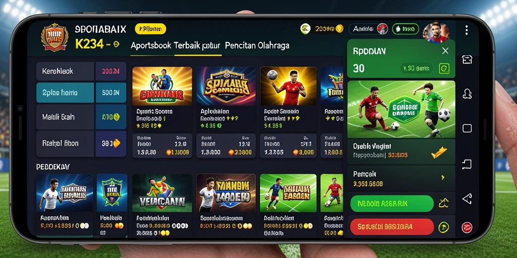 Screenshot gameplay K234 yang menampilkan tampilan taruhan olahraga.