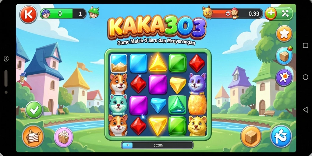 Screenshot KAKA303 menampilkan momen seru dalam permainan Match-3.