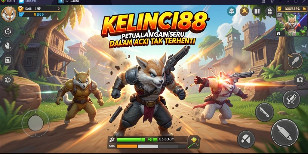 Gameplay action seru dengan kelinci melawan musuh.