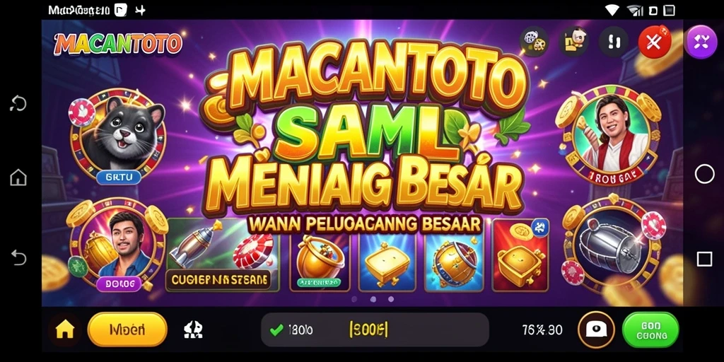 Screenshot gameplay dari mesin slot MACANTOTO menampilkan putaran yang mendebarkan.