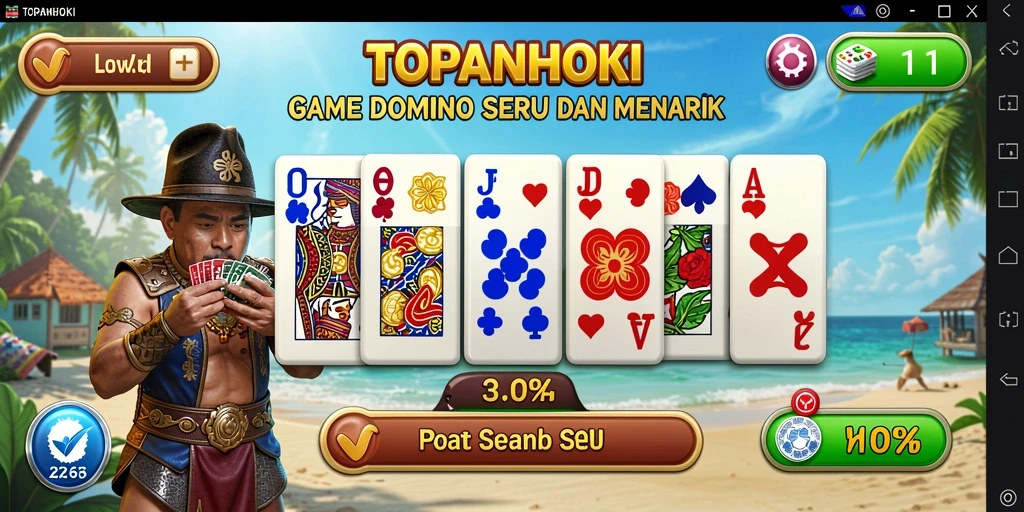 Screenshot gameplay TOPANHOKI menunjukkan suasana seru permainan Domino.