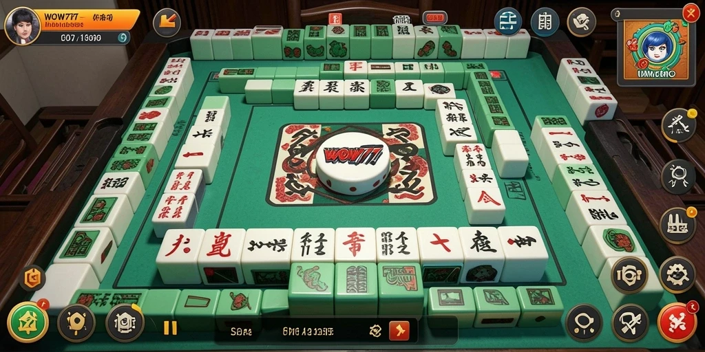Screenshot WOW77 menunjukkan gameplay Mahjong yang menarik dan interaktif.